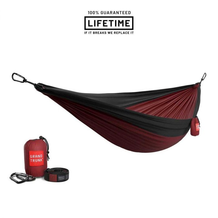Hamak GRAND TRUNK DOUBLE DELUXE PARCHUTE NYLON + STRAPS CRIMSON / CHAR