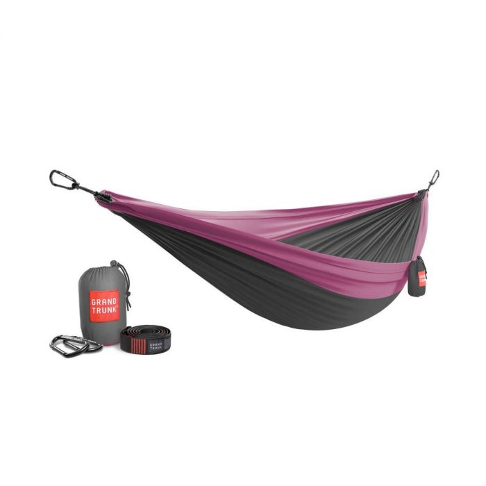 Hamak GRAND TRUNK DOUBLE DELUXE PARCHUTE NYLON + STRAPS CHARCOLA / MAGENTA