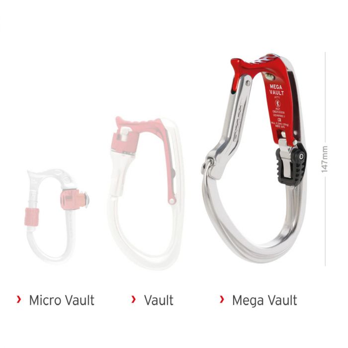 Karabinek DMM MEGA VAULT RED SILVER