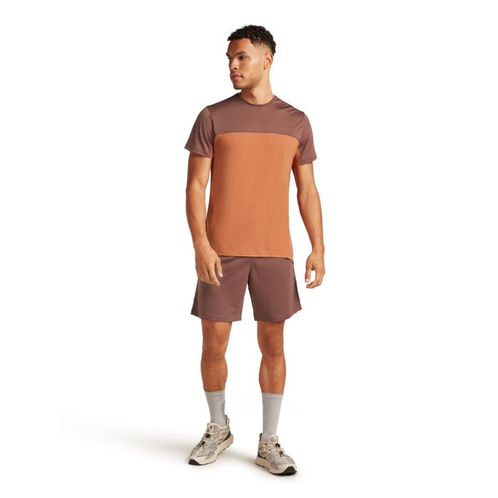 Koszulka męska merino ICEBREAKER COOL-LITE SPHERE III SS COLOUR BLOCK / DUSTY CLAY / CAROB