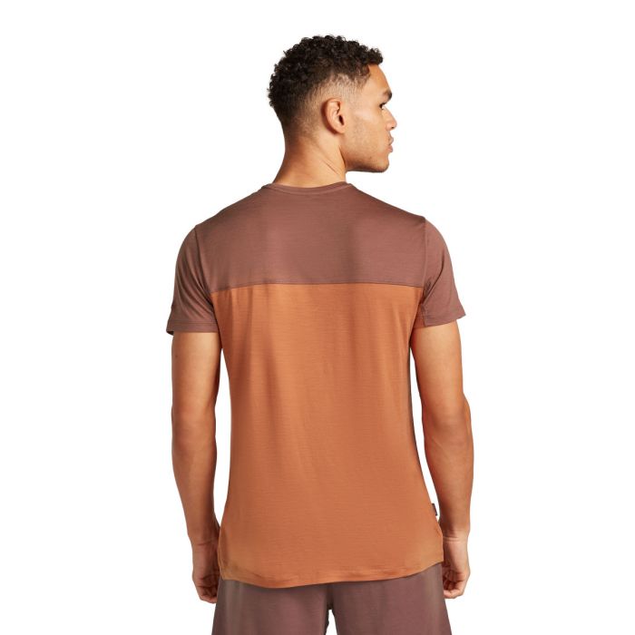Koszulka męska merino ICEBREAKER COOL-LITE SPHERE III SS COLOUR BLOCK / DUSTY CLAY / CAROB