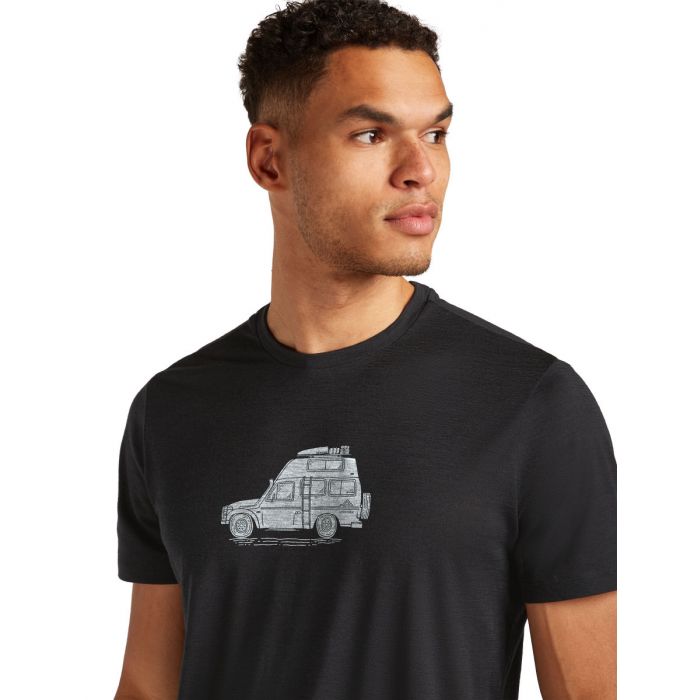 Koszulka męska merino ICEBREAKER TECH LITE SS TEE COSY CAMPER / BLACK