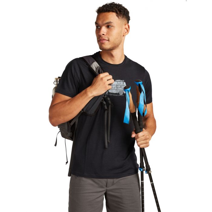 Koszulka męska merino ICEBREAKER TECH LITE SS TEE COSY CAMPER / BLACK