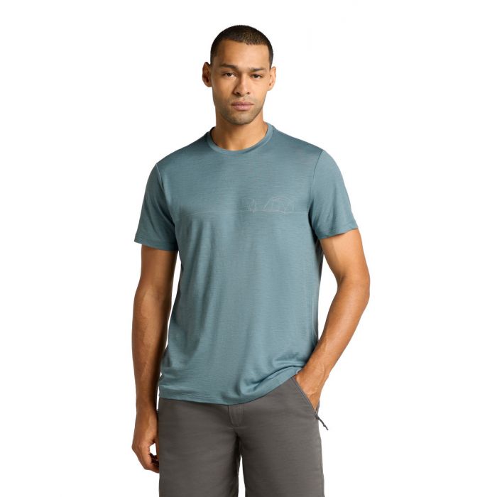 Koszulka męska merino ICEBREAKER TECH LITE SS TEE SINGLE LINE CAMP