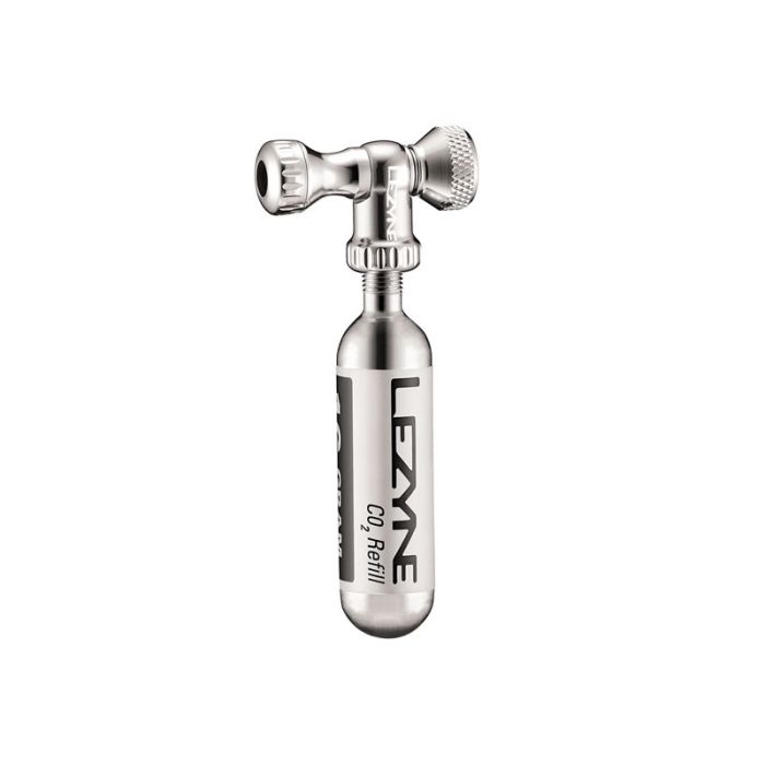 Pompka rowerowa LEZYNE CONTROL DRIVE CO2 + 1X NAB GAZ 16G / SREBRNA