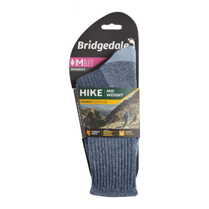 Skarpety damskie BRIDGEDALE HIKE MIDWEIGHT MERINO COMFORT / BLUE Skarpety damskie BRIDGEDALE HIKE MIDWEIGHT MERINO COMFORT / BLUE