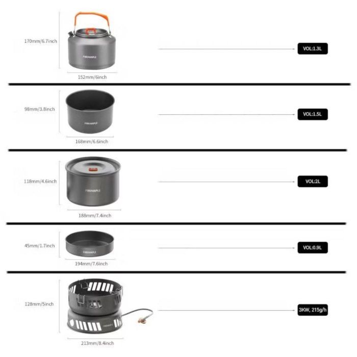 Zestaw FIRE-MAPLE COOKING KIT W GAS BURNER