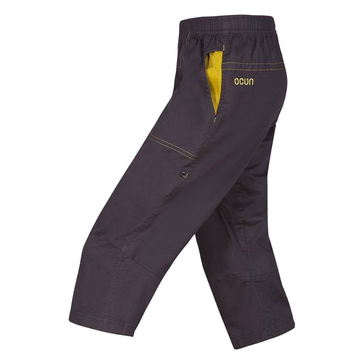 Ocun Jaws 3/4 Uomo - Pantaloni Da Arrampicata E Boulder In Misto Cotone Con Elastan - Traspiranti E Comodi, Grigio